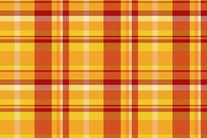 Order textile plaid, britain background check pattern. Calm texture fabric tartan seamless in tumeric and orange colors. vector