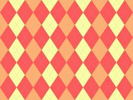 Vibrant argyle pattern in warm hues. Perfect for backgrounds, textiles, or playful designs. Geometric shapes create a visually appealing and versatile texture. vector