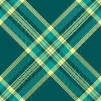 Vibrant teal and pale yellow plaid pattern. Perfect for textile design, fashion, or website backgrounds. Geometric texture adds visual interest and a touch of modern sophistication. vector