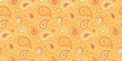 Tissue henna with ethnic paisley. Drawn image and colourful style. Seamless template, canvas texture. vector