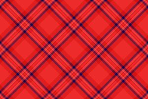 Shirt fabric plaid background, italian seamless texture pattern. Chequered check tartan textile in red and blue colors. vector