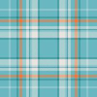 Seamless teal, white, and orange plaid pattern. Perfect for textile design, website backgrounds, or crafting projects. This cheerful, subtly textured design evokes feelings of warmth and comfort. vector
