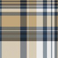 Elegant neutral plaid pattern in beige, navy, and white. Perfect for textile design, fashion, apparel, and website backgrounds. vector