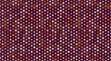 Abstract seamless pattern with diverse sized circles in warm autumnal tones on a deep maroon background. vector