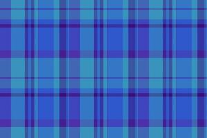 Large textile fabric background, color tartan check. Micro plaid seamless pattern texture in cyan and blue colors. vector
