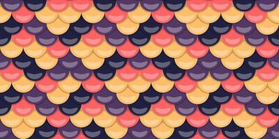 Vibrant, seamless pattern of overlapping scales in warm and cool tones. Perfect for textile design, website backgrounds, or playful branding. vector