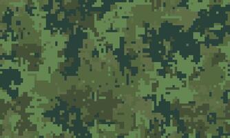 Abstract digital camouflage pattern. Perfect for backgrounds, textures, or militarythemed designs. The pixelated green and brown tones create a sense of concealment and mystery. vector