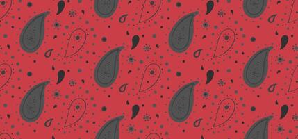 A red and black paisley pattern with dots vector