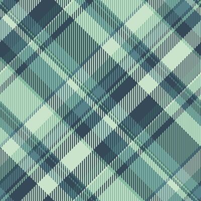 Abstract diagonal plaid pattern in cool green and teal tones. Perfect for textile design, website backgrounds, or fashion projects. The intersecting lines create a dynamic, modern feel.