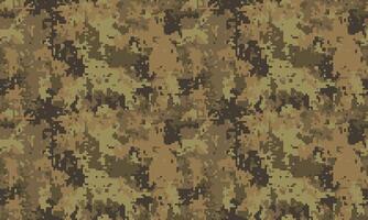Abstract digital camouflage pattern. Earthy tones create a seamless texture perfect for backgrounds, textiles, or militarythemed designs. Represents concealment, strategy, and adaptability. vector