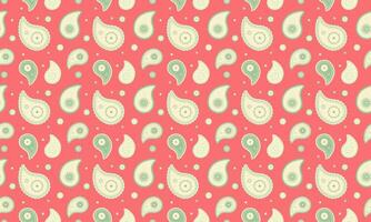 A pattern with green and pink paisley designs vector