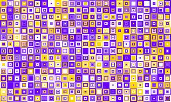 Vibrant abstract square pattern in purple, yellow, and white. Perfect for backgrounds, website design, or textile prints. This dynamic, geometric design evokes energy and modernity. vector