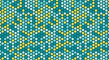 Vibrant teal and yellow polka dot pattern. Dynamic diagonal lines create a playful, energetic design ideal for website backgrounds, textiles, or packaging. vector