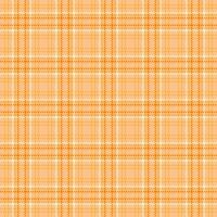 Peach plaid tartan fabric, ceremony check pattern. Strong textile seamless texture background in orange and amber colors. vector