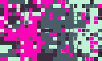 Abstract pixel art background. Vibrant pink, teal, and gray squares create a dynamic, modern design. Ideal for tech, gaming, or fashion projects. vector