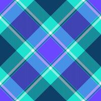 Group plaid seamless textile, december fabric check texture. Idyllic pattern tartan background in teal and cyan colors. vector