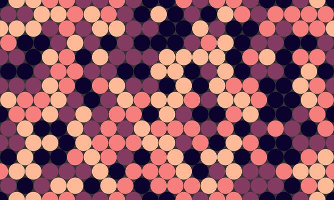 Abstract geometric pattern of overlapping circles in muted pink, mauve, and dark purple hues. Creates a textured, visually engaging background ideal for website design, branding, or textile print.