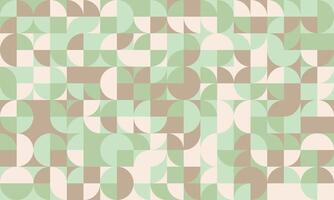 Abstract geometric pattern featuring pastel green, beige, and brown semicircles and squares. Ideal for backgrounds, textiles, branding, and website design. vector