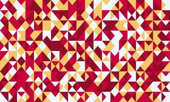 Abstract geometric pattern featuring red, gold, and white triangles. Perfect for backgrounds, website design, or modern branding. This vibrant, dynamic composition conveys energy and sophistication. vector