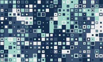 Abstract geometric pattern of varied sized squares in teal, navy, and white. Ideal for backgrounds, website design, or modern tech concepts. vector