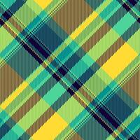 Vibrant abstract plaid pattern in teal, lime green, and yellow. Modern geometric design ideal for textile prints, fashion, website backgrounds, or any project needing a bold, energetic feel. vector