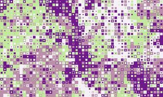 Abstract pixel art background. Vibrant purple, green, and white squares create a dynamic, textured pattern perfect for websites, presentations, or digital art projects. vector