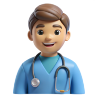 vibrant playful impressionist Doctor in scrubs with stethoscope with Transparent Background gallery standard png