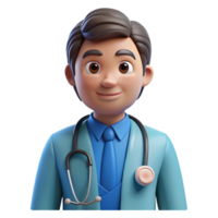 signature futuristic Doctor in scrubs with stethoscope with Transparent Background crisp png