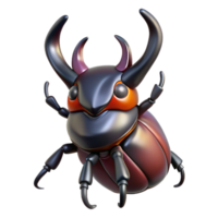 vibrant peaceful retro Hyper-specific, concept art style render of a single rhinoceros beetle, horns prominent, isolated cutout, with Transparent Background exclusive png
