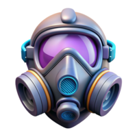 radiant vintage Concept art style, isolated cutout of a futuristic respirator mask with integrated filters and sensors, ultra-detailed with Transparent Background studio quality png