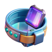 vibrant rustic Concept art style rendering of a futuristic, holographic, wrist-mounted computer interface Isolated cutout with Transparent Background impeccable png