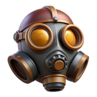 radiant ethereal abstract Hyper-specific, concept art style isolated cutout of a steampunk gas mask with brass fittings and tinted lenses Ultra-detailed with Transparent Background high resolution png