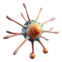 pristine celebrated Hyper-specific, professional render of a single, neuron cell, detailed structure, isolated cutout with Transparent Background png