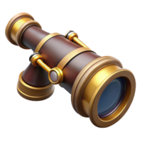 mysterious fascinating Ultra-detailed, professional render of a steampunk spyglass with brass and leather accents Hyper-specific, isolated cutout with Transparent Background elite png