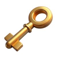 picturesque distinctive Hyper-specific professional render, isolated cutout of a single antique brass key with Transparent Background png
