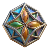 serene surreal Hyper-specific, ultra-detailed, concept art style isolated cutout of an Art Nouveau stained glass fragment, abstract pattern, geometric design, with Transparent Background flawless png