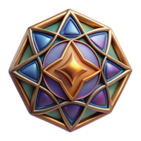 vibrant renaissance Hyper-specific, ultra-detailed, concept art style isolated cutout of an Art Nouveau stained glass fragment, abstract pattern, geometric design, with Transparent Background 4K png