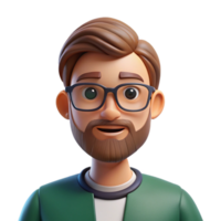 pristine tranquil victorian Serious young man with beard and glasses with Transparent Background impeccable png