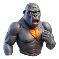 quintessential impressionist Gorilla, silverback, chest beating with Transparent Background precision png
