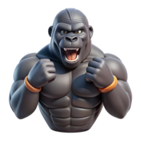 mesmerizing joyful futuristic Gorilla, silverback, chest beating with Transparent Background artisan png