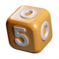 stunning bold futuristic Professional render of a single dice, showing the number five Isolated cutout with Transparent Background high quality png