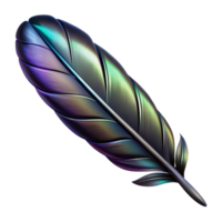 passionate glorious Hyper-specific, concept art style isolated cutout of a single, ultra-detailed raven feather, black and iridescent with Transparent Background crisp png