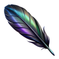 nostalgic pristine Hyper-specific, concept art style isolated cutout of a single, ultra-detailed raven feather, black and iridescent with Transparent Background original png