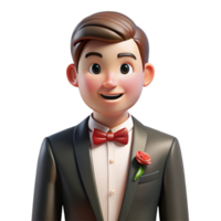 mysterious exquisite Groom in tuxedo with boutonniere with Transparent Background elite png