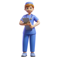 sumptuous mysterious geometric Nurse in scrubs with a clipboard with Transparent Background crisp png