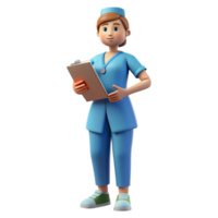 immaculate peaceful classic Nurse in scrubs with a clipboard with Transparent Background high resolution png