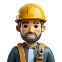 peaceful gorgeous Construction worker in hardhat with tools with Transparent Background exclusive png