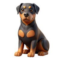 reflective glorious Rottweiler, sitting, attentive, with Transparent Background perfect clarity png
