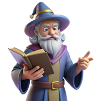 radiant exemplary A wise old wizard holding a spellbook with Transparent Background png