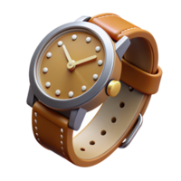 timeless bohemian Concept art style, hyper-specific professional render of a vintage wristwatch with a leather strap with Transparent Background top-tier png